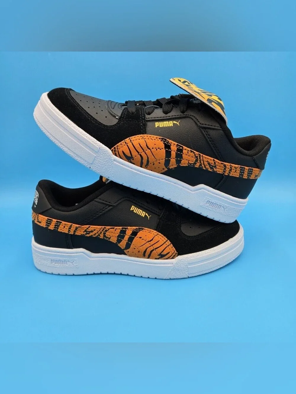 Puma CAR PRO HOT WHEELS Black Sneakers with Orange Stripe 403431 01 Kids 3.5 US